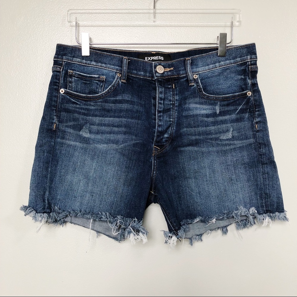 Express • Vintage High Rise Midi Short Frayed Hem